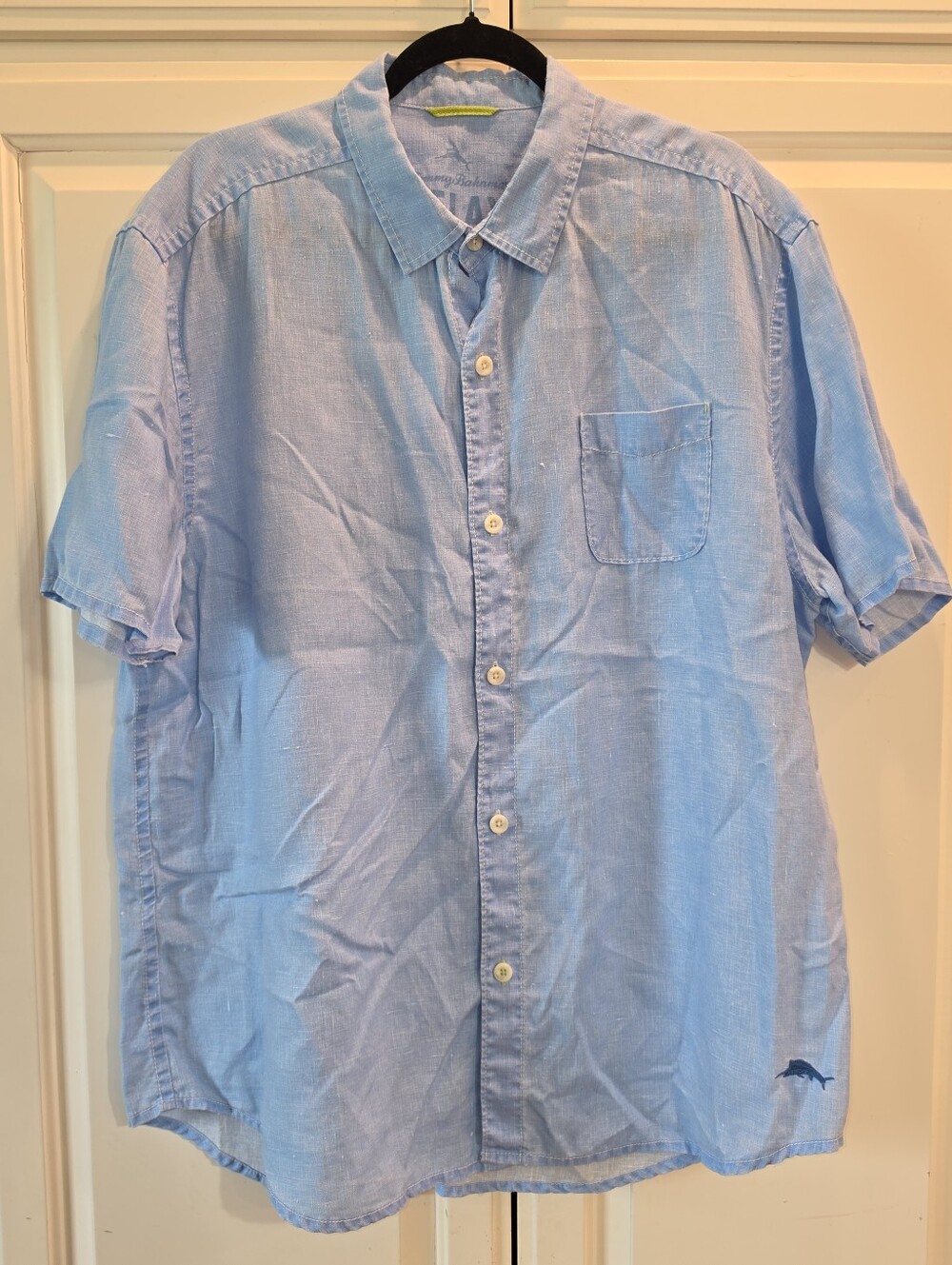 Tommy Bahama Large Relax Linen Light Blue Short-Sleeve Button-Down Shirt